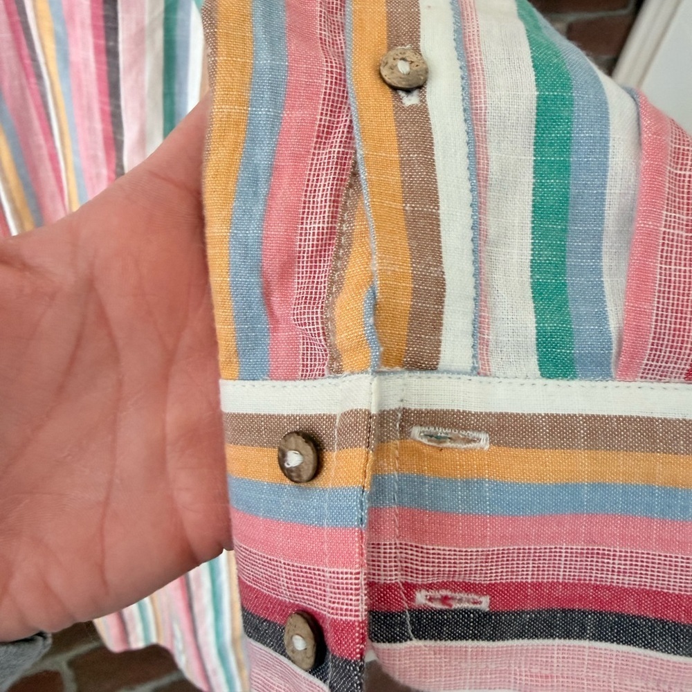 XiRENA Xirena Rainbow Stripe Midi Shirt Dress XS Cotton Side Slits - Picture 5 of 8